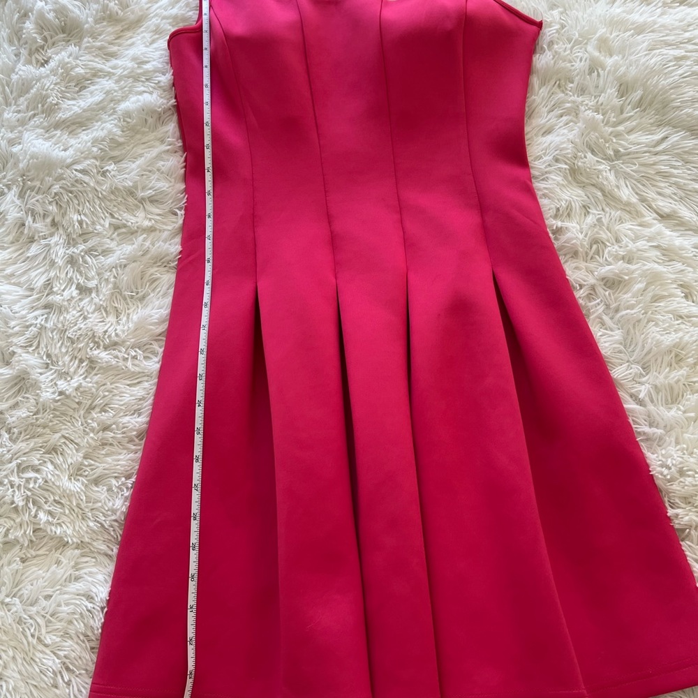 Boston Proper pink scuba fit and flare forget me knot dress - Picture 12 of 12